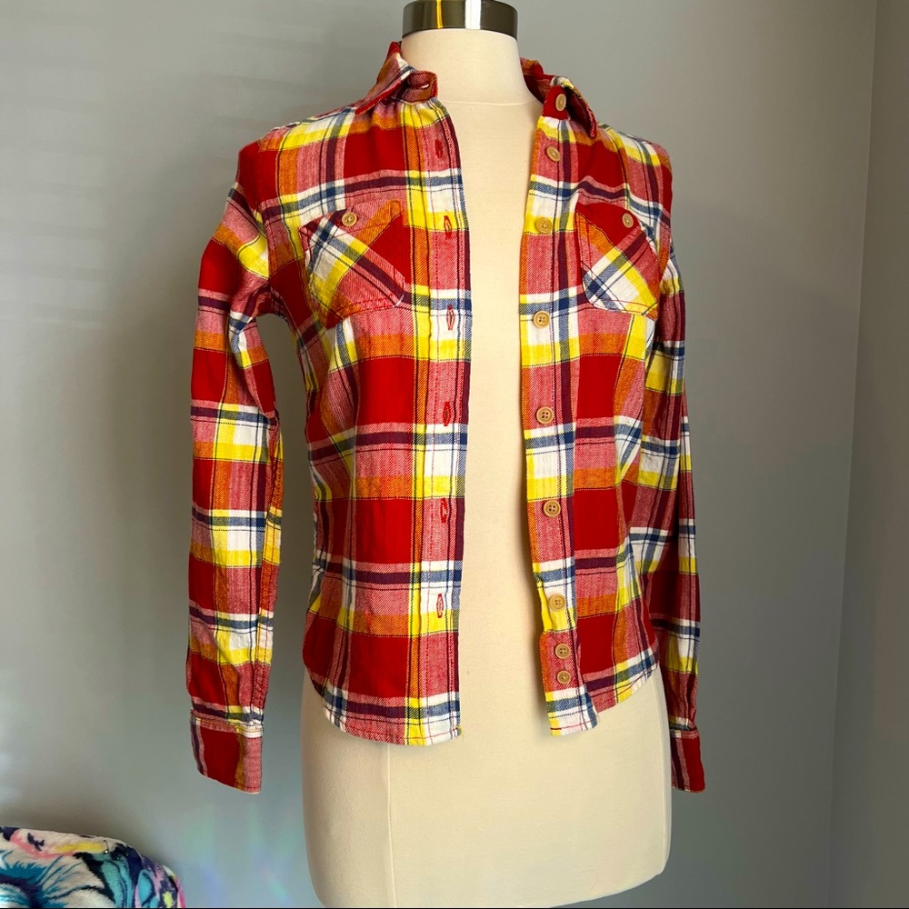 American Eagle Outfitters Plaid Flannel Long Sleeve Cotton Shirt
